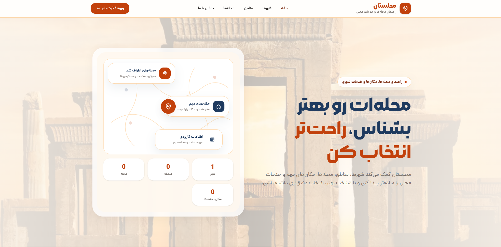 توسعه رابط کاربری سامانه معرفی محله‌ها و خدمات شهری محلستان